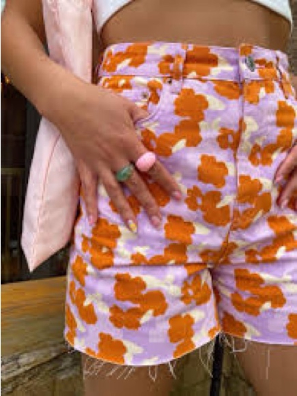 Zara purple and orange Zara shorts with flower pattern. The 90’s short.